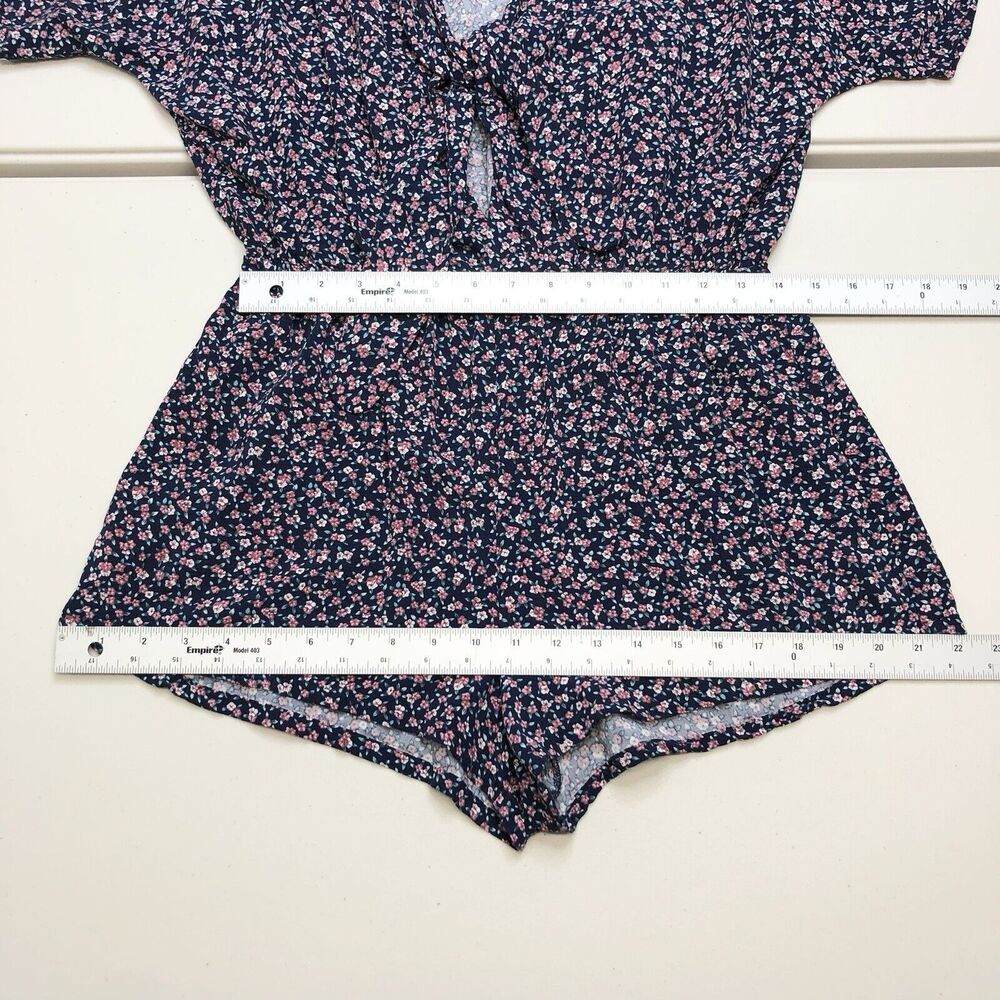 RAILS Tie Front Romper Floral Minka Wildflower Relaxed Blue Short Sleeves Small - Picture 4 of 8